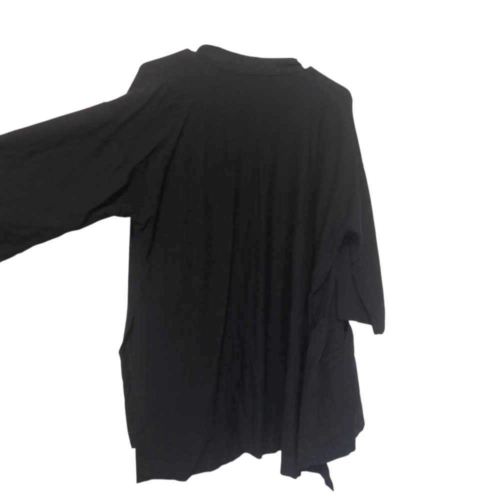 Eileen Fisher Black Open-Front Oversized Lightweight Cardigan Size M